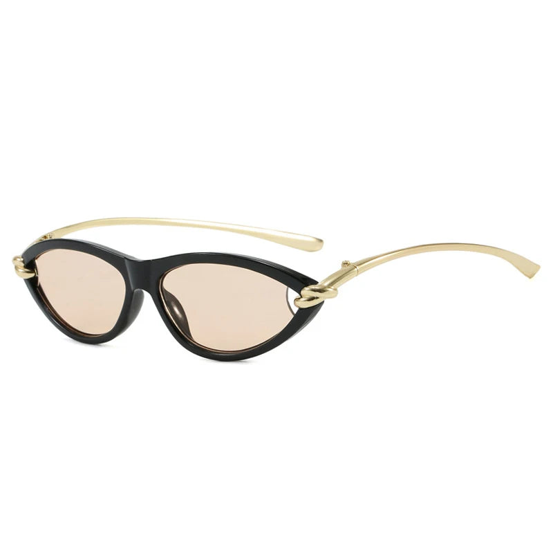 SO&EI Ins Popular Fashion Cat Eye Candy Color Women Luxury Sunglasses Brand Designer Oval Hollow Shades UV400 Men Sun Glasses