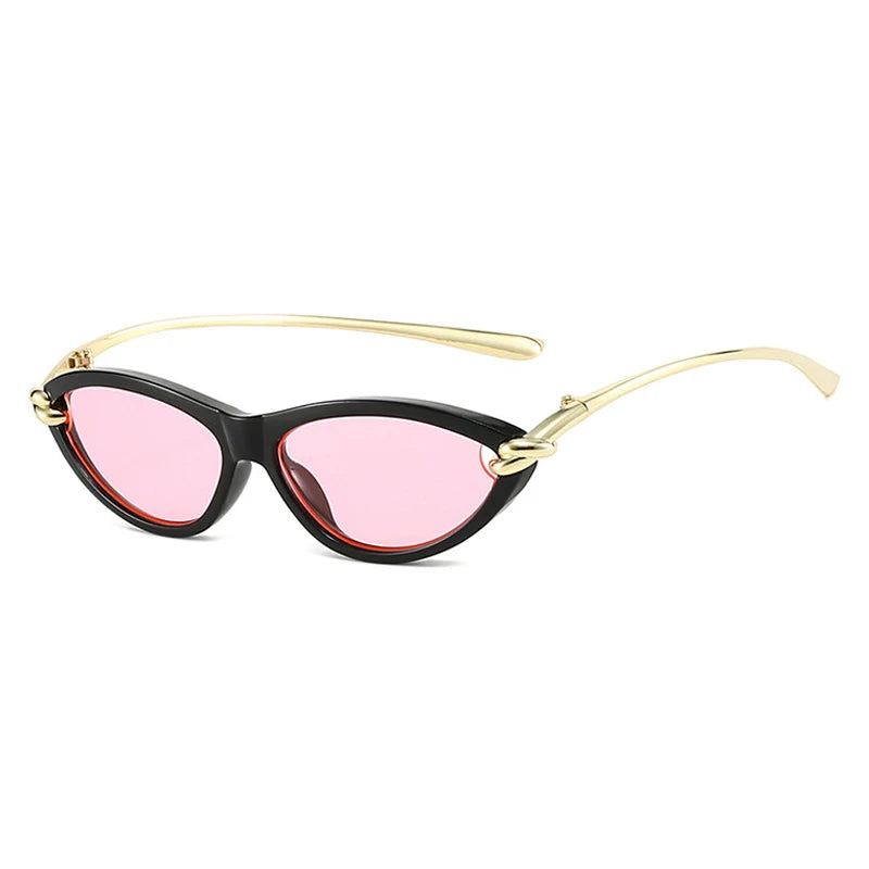 SO&EI Ins Popular Fashion Cat Eye Candy Color Women Luxury Sunglasses Brand Designer Oval Hollow Shades UV400 Men Sun Glasses