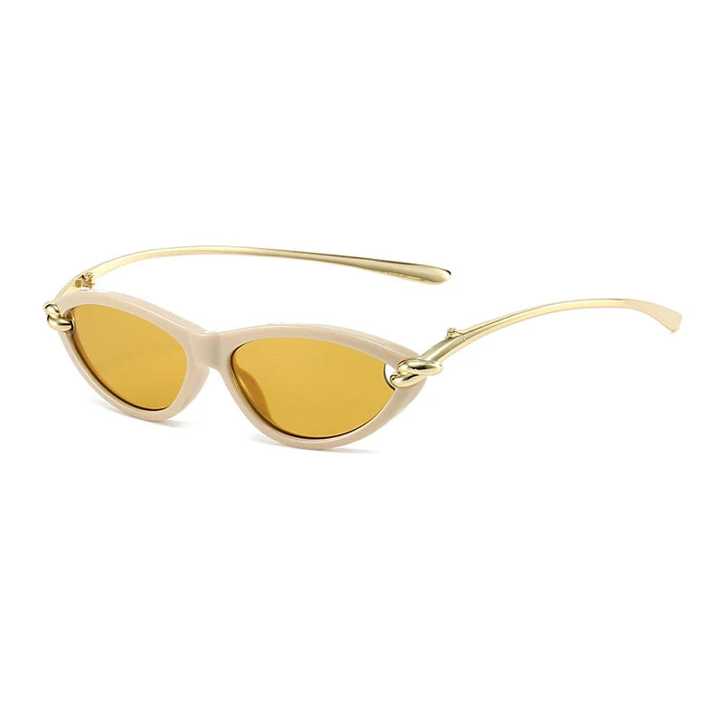 SO&EI Ins Popular Fashion Cat Eye Candy Color Women Luxury Sunglasses Brand Designer Oval Hollow Shades UV400 Men Sun Glasses